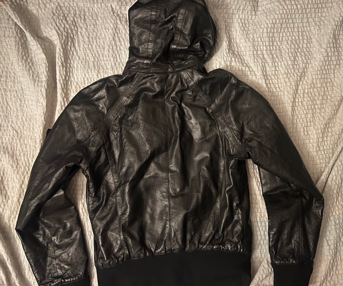 스톤아일랜드 메탈 레더(가죽) 자켓 화이트 와펜 M 상품이미지5