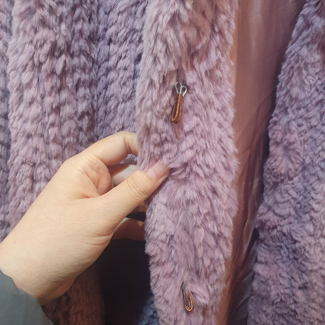 뮤트 퍼플 리얼 래빗퍼 자켓 코트 상품이미지5