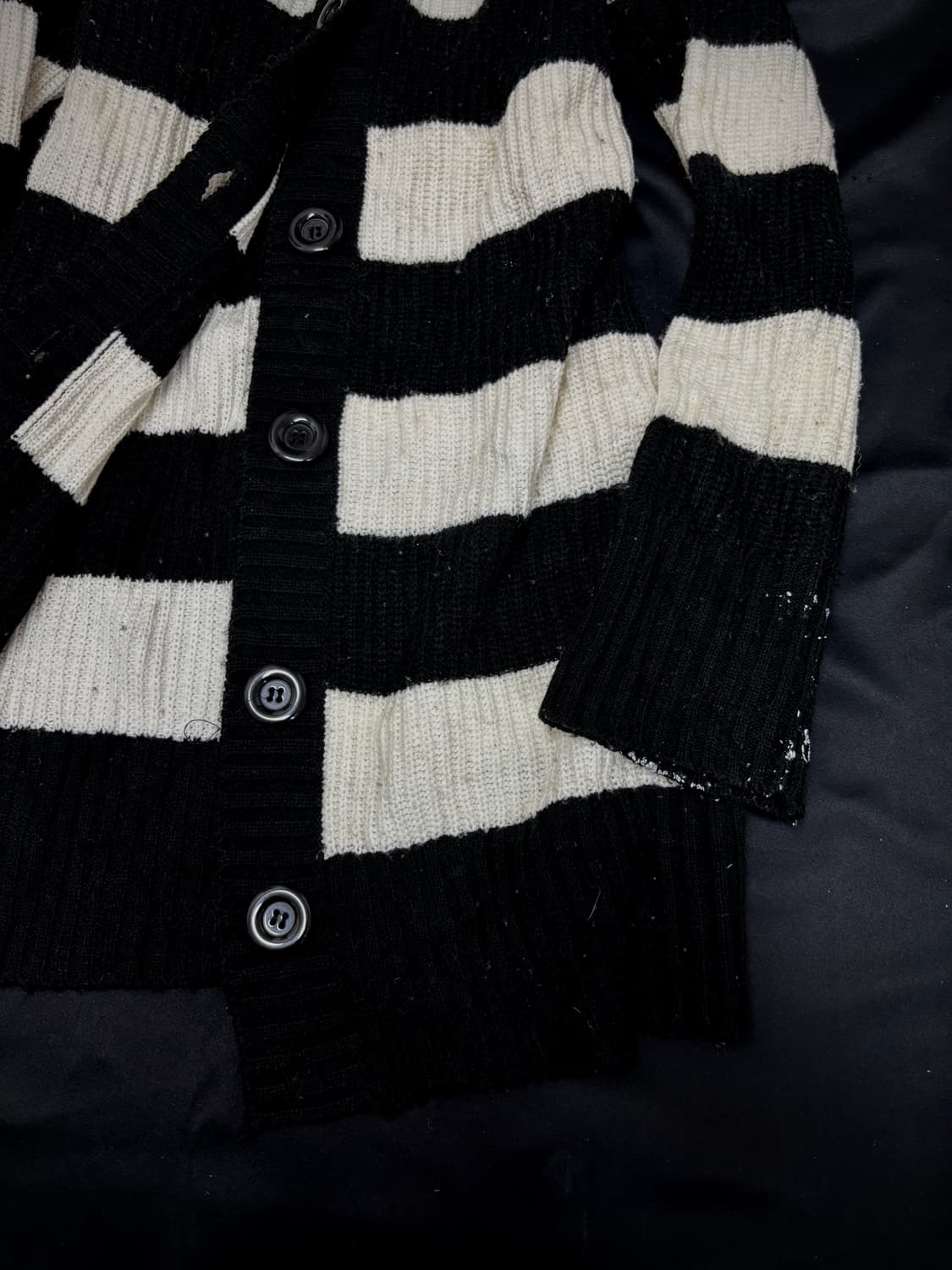 Black&White Stripe Hoodie Knit Cardigan 상품이미지5