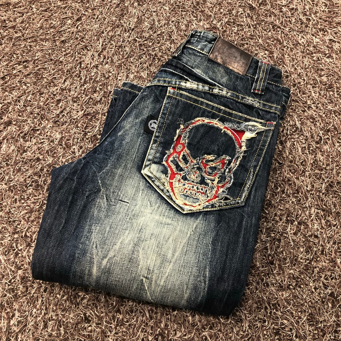 빈티지 스컬 워싱 데님 팬츠 상품이미지1