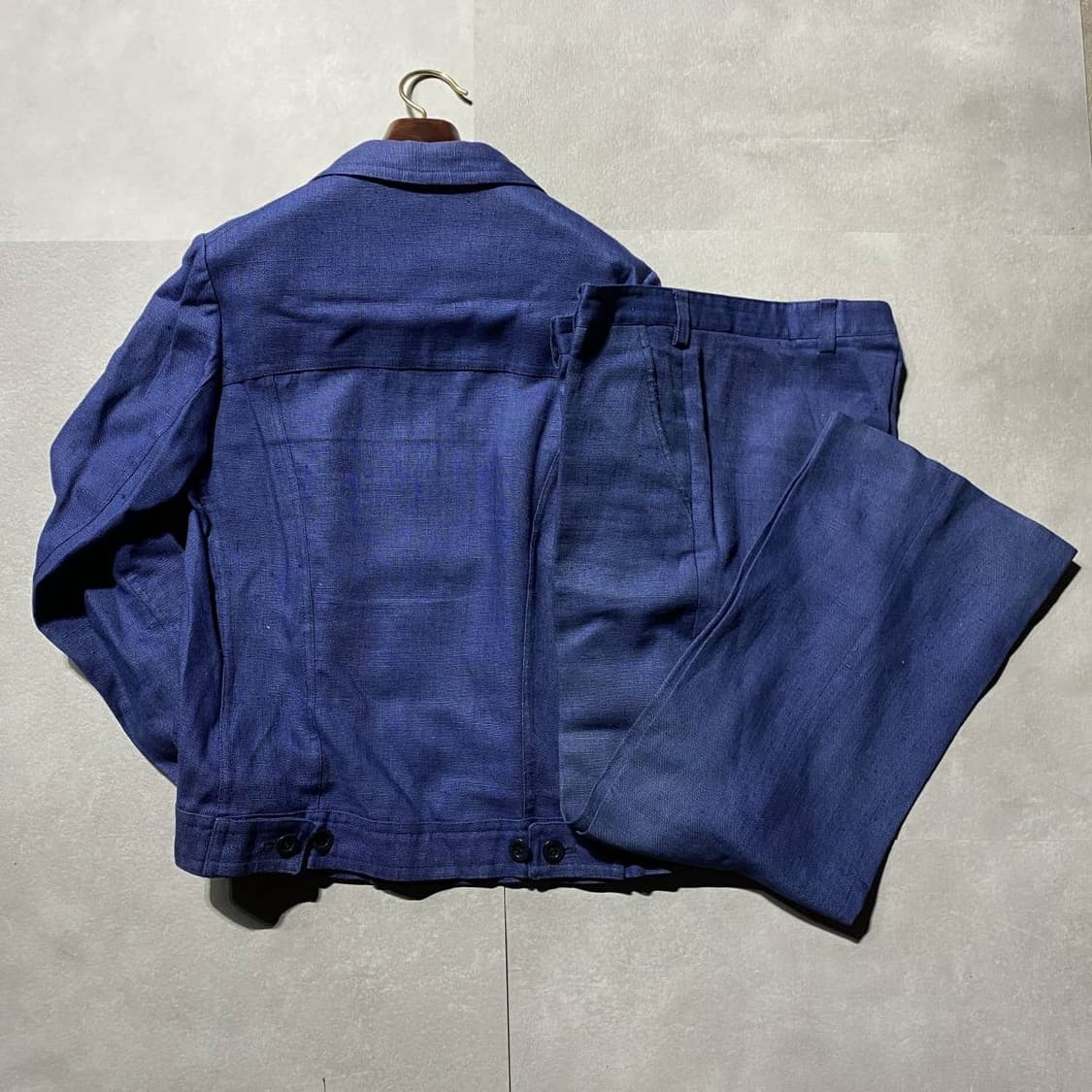 SEXY ANGERO 100% 이탈리아 리넨 블루 싱글 셋업 — 이색적인 상품이미지7