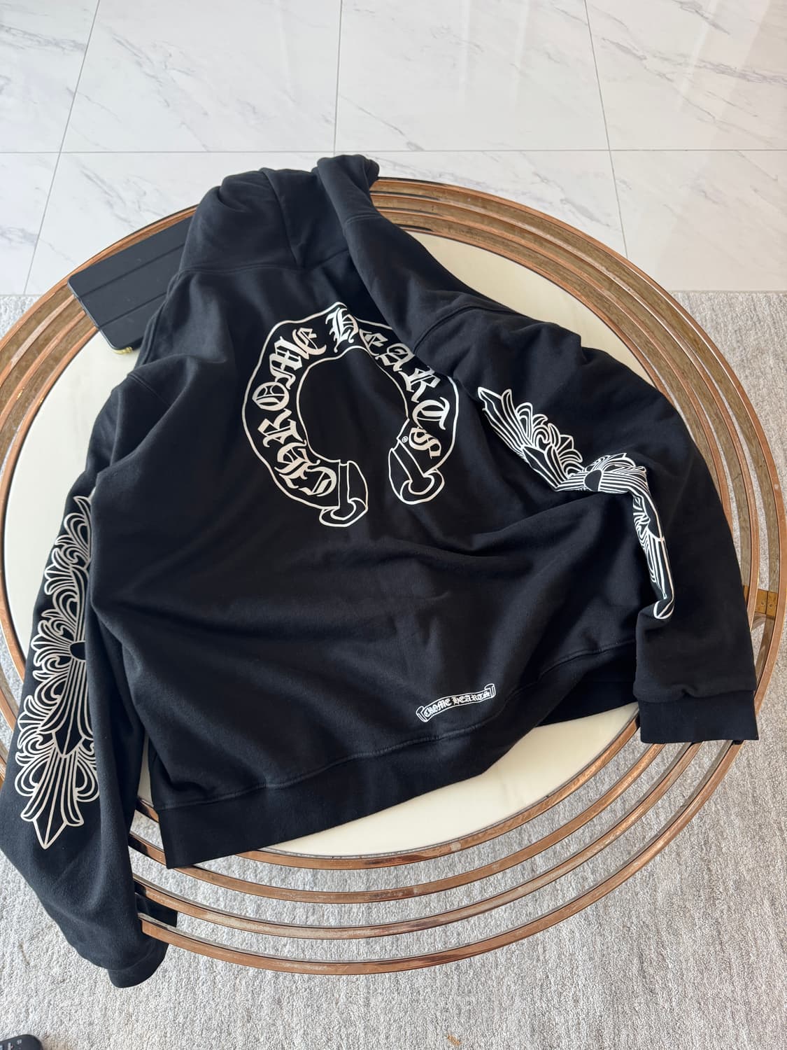 크롬하츠 홀스슈 플로랄 헤비웨이트 집업 후드 블랙 상품이미지2