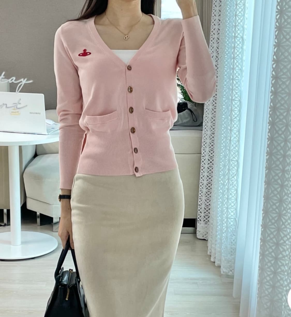 비비안웨스트우드 베이비핑크 가디건 상품이미지6