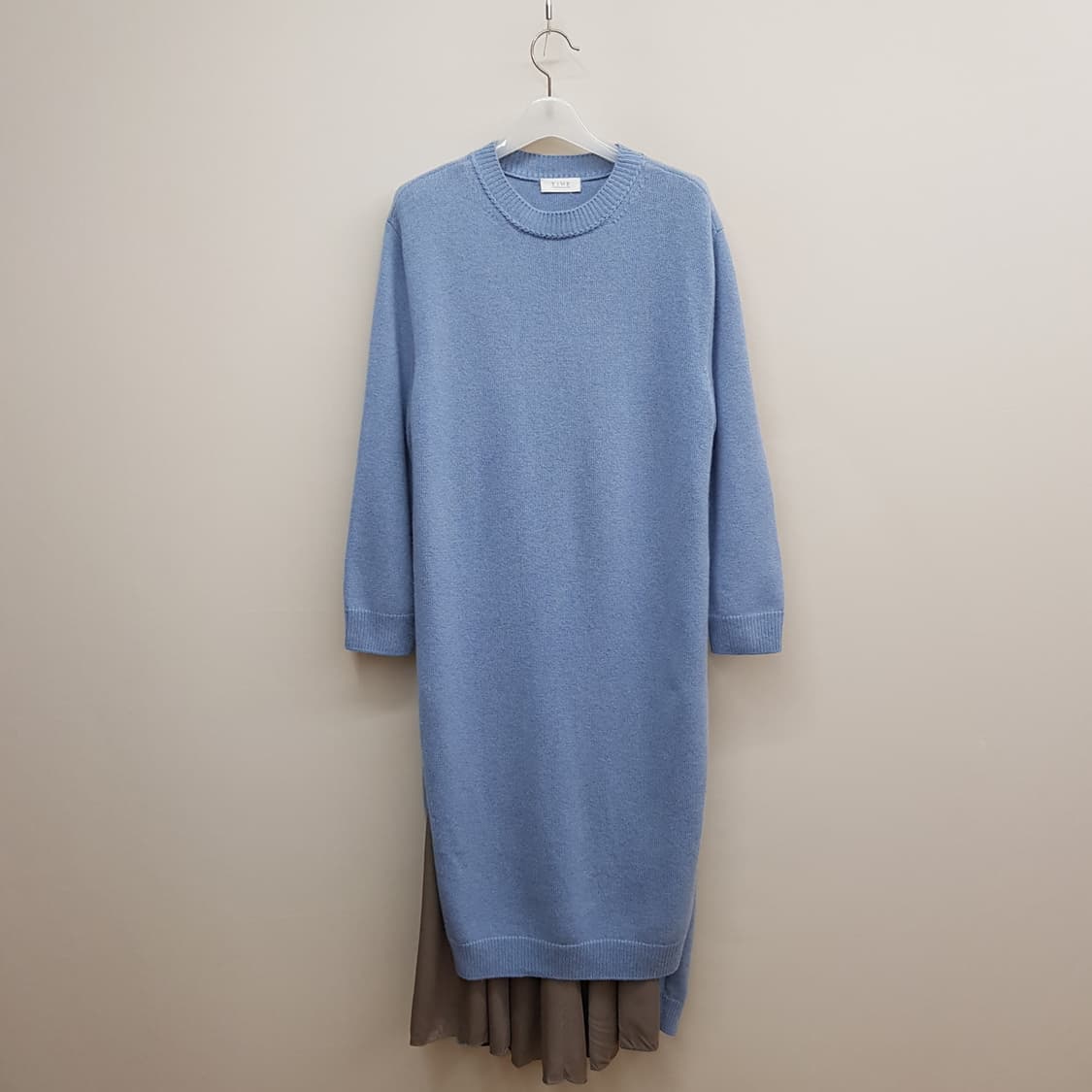 한섬 타임 캐시미어 블렌드 플리츠 레이어드 원피스 F사이즈 상품이미지1