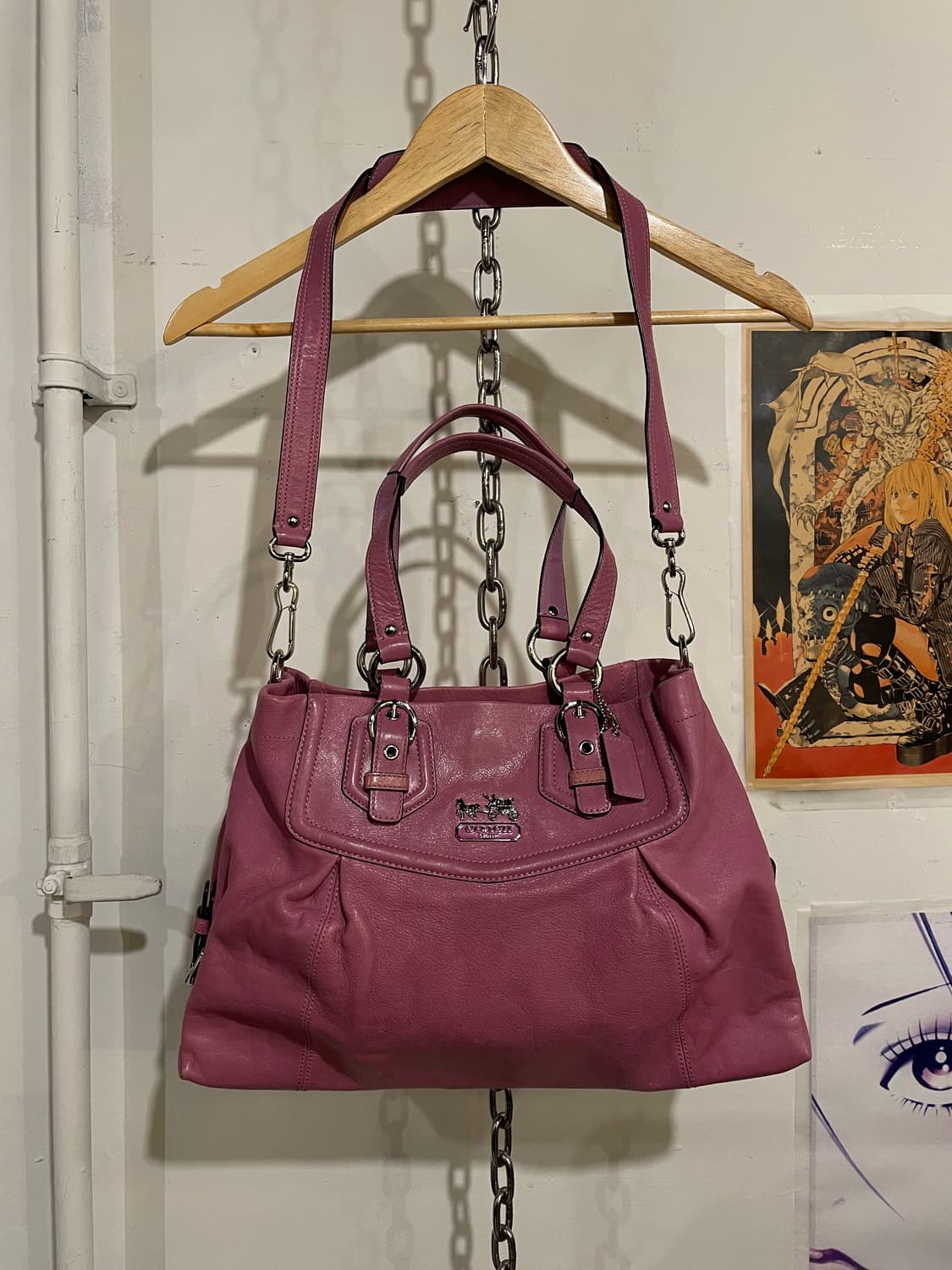 coach 코치 가죽 핑크 숄더 크로스 토트백 갸루 상품이미지1