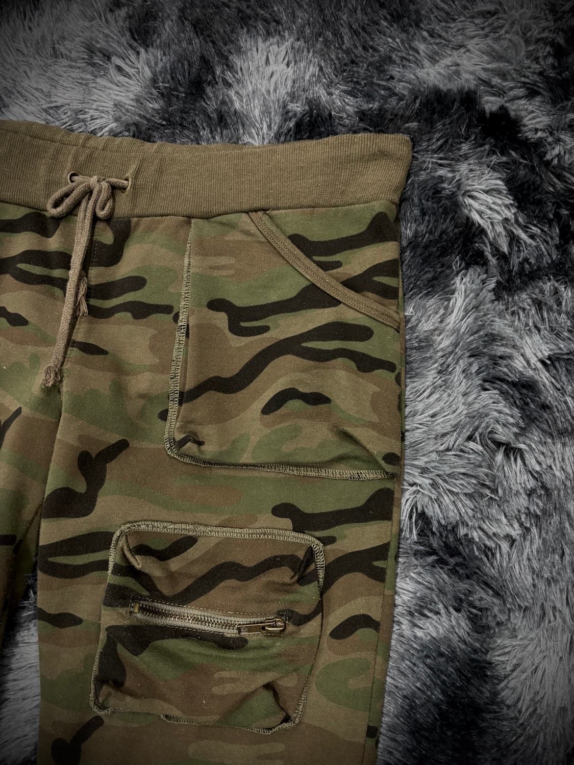 카키 카모 허리스트랩 트랙팬츠 상품이미지4