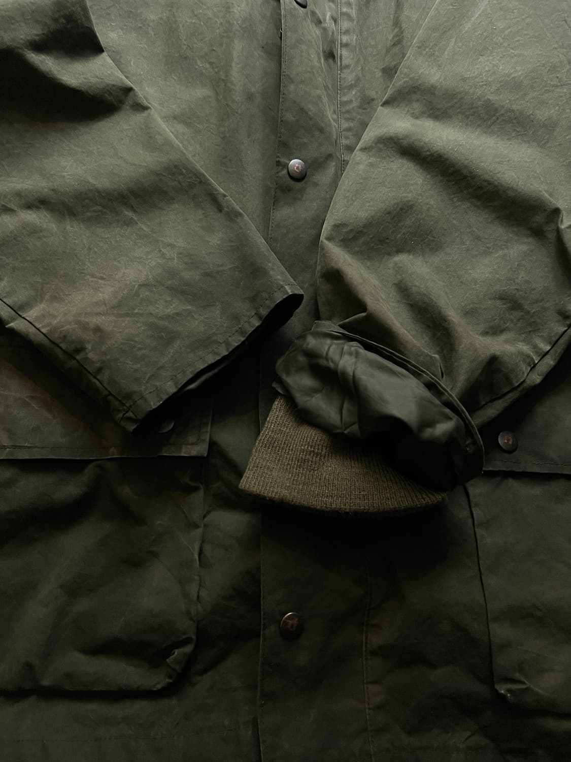 [L]90's USA 빈티지 올리브그린 왁스드 헌팅 자켓 상품이미지5