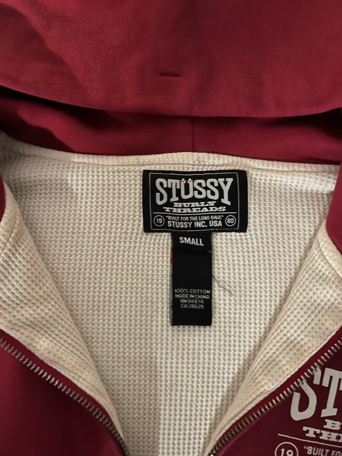 스투시 벌리스레드 후드집업 버건디-s 상품이미지2