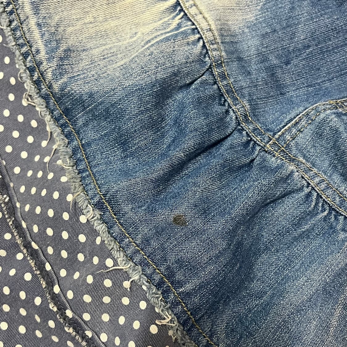 데님 도트 캉캉 디테일 스커트  상품이미지3