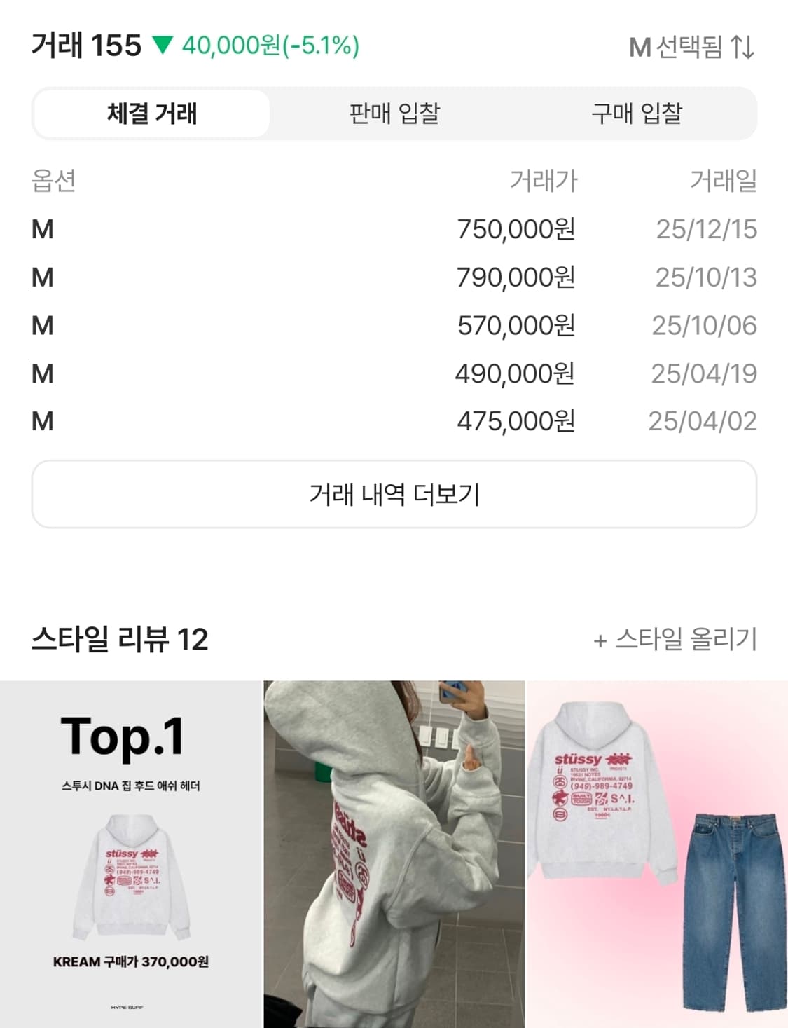 스투시 DNA 후드집업 애쉬헤더 (M) 상품이미지3