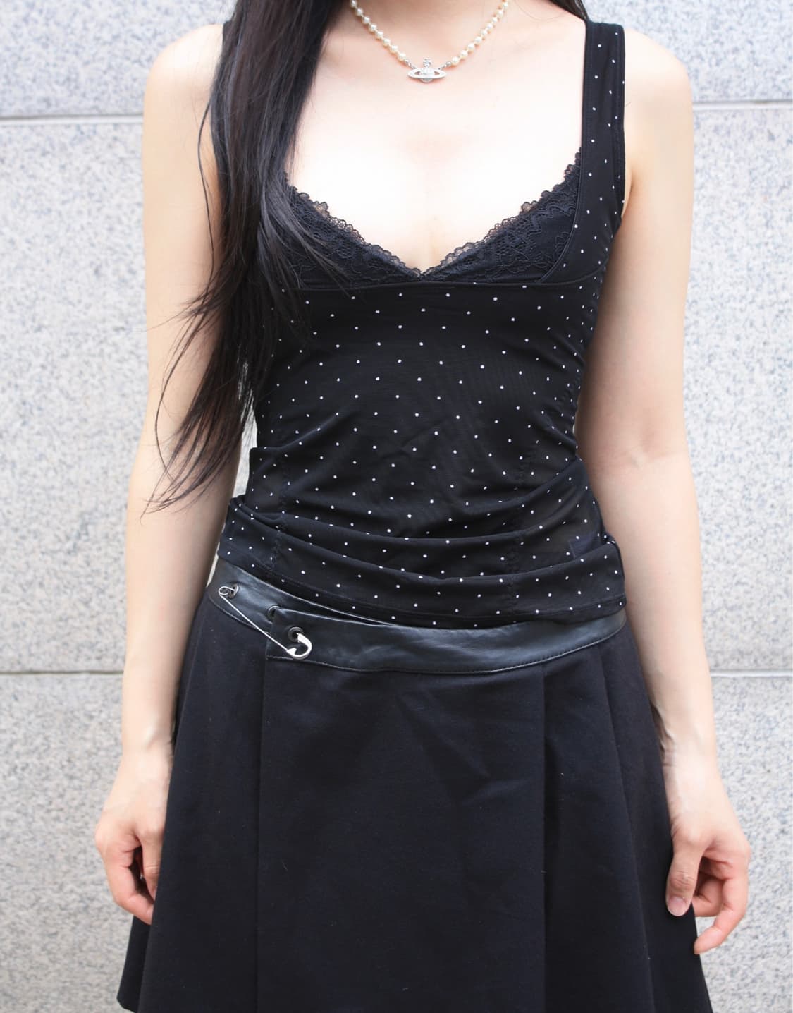 lace layered polka dot sleeveless 상품이미지1