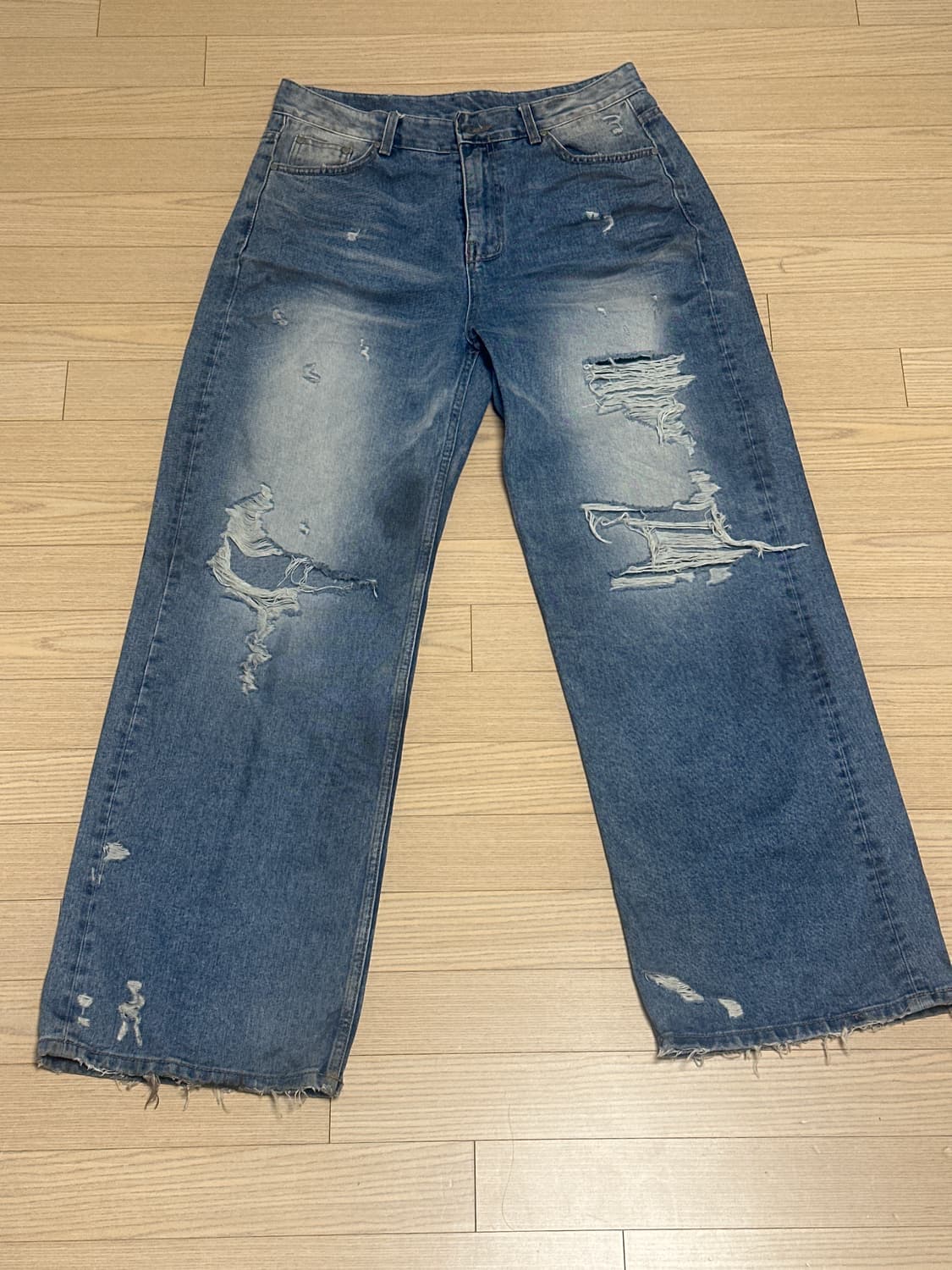 도메스틱 디스트로이드 와이드 데님 팬츠 상품이미지1