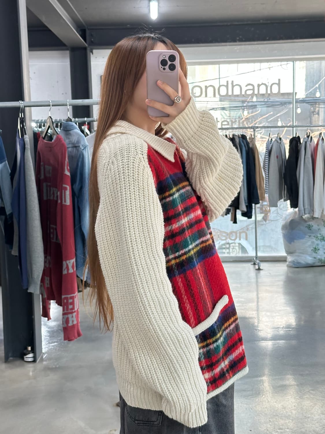 슈프림 18FW 자수로고 플레이드 프론트 스웨터집업 상품이미지3