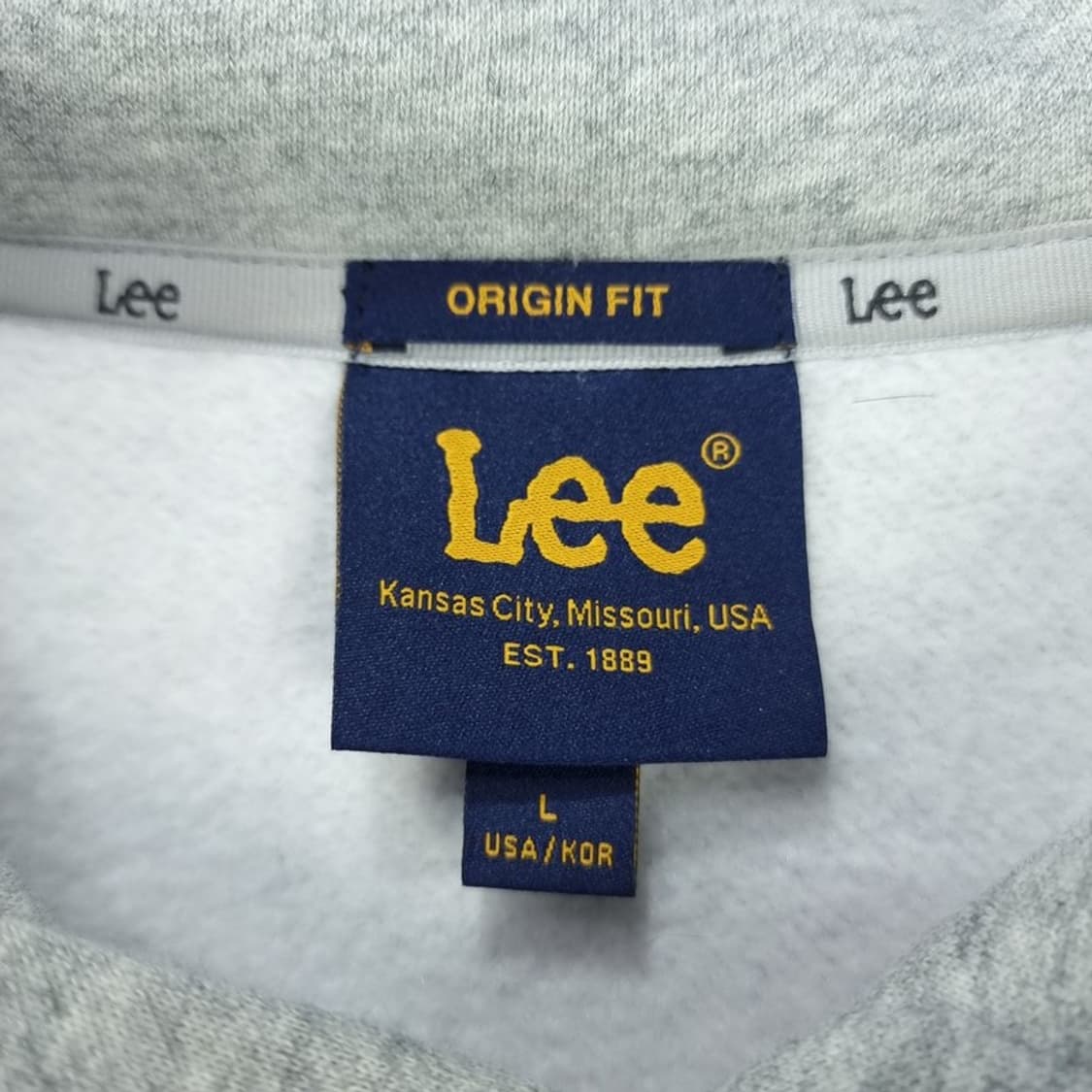 [리] 빅로고 자수 오버핏 후드티 그레이 M19247 상품이미지7