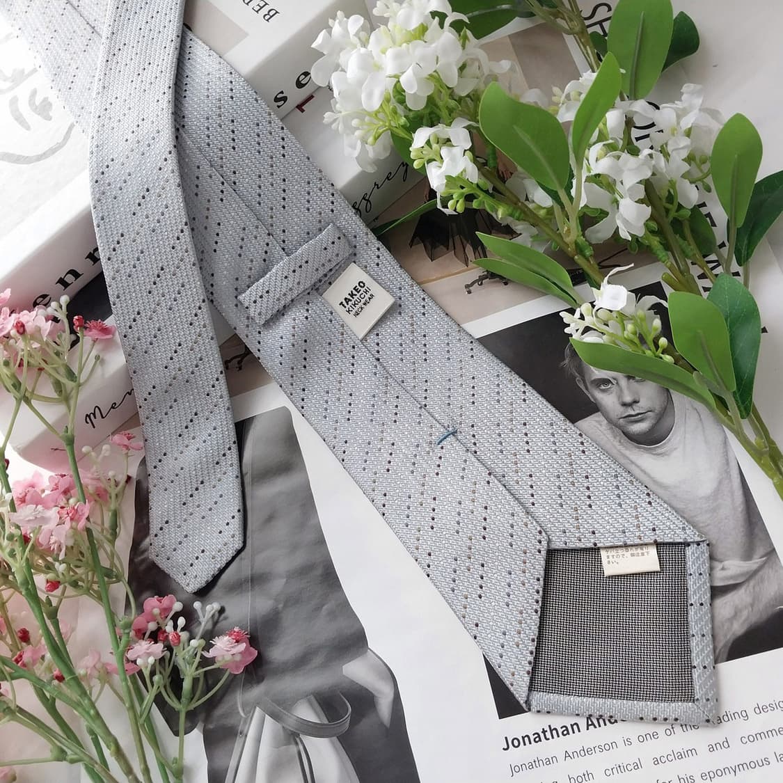 타케오 키쿠치 실크 도트 패턴 넥타이 8.6cm A+등급 K1766 상품이미지4