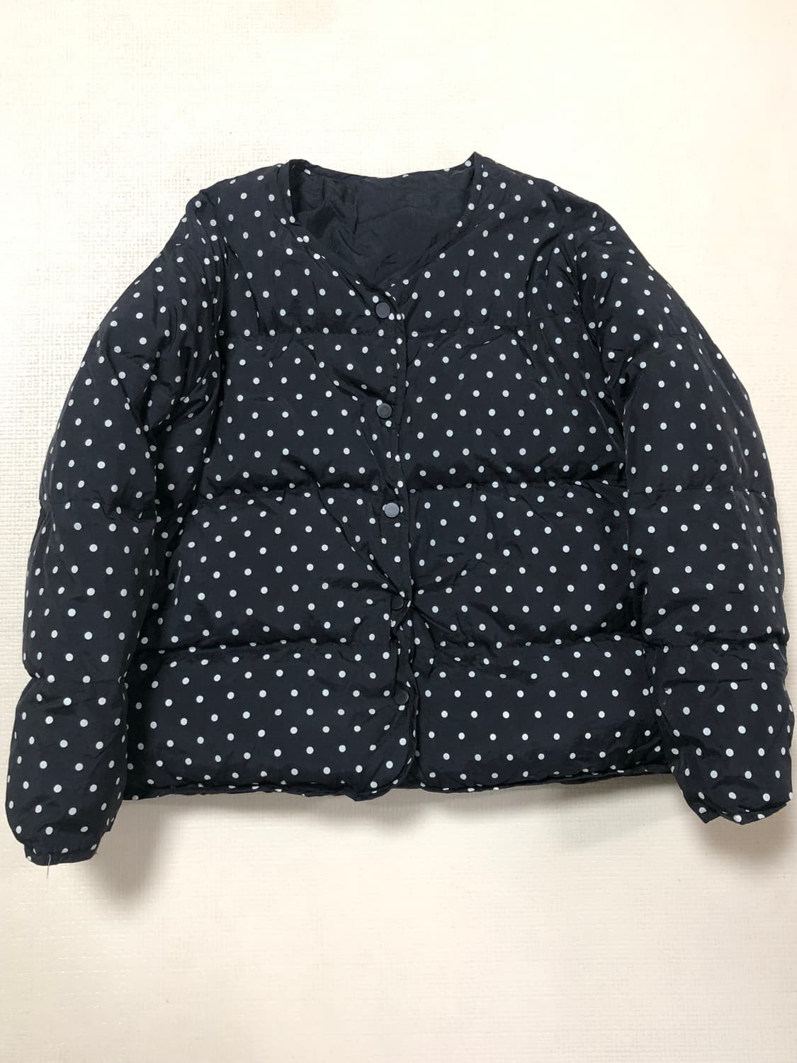 빈티지 블랙 도트 퀼팅 패딩 상품이미지8