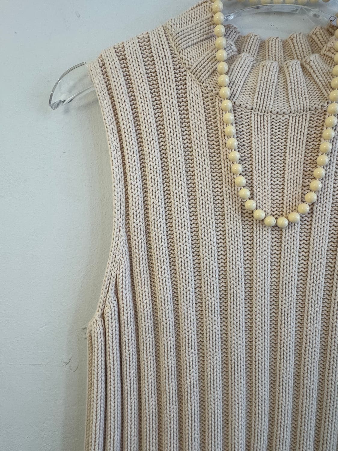 아이보리 골지 니트 베스트 상품이미지2