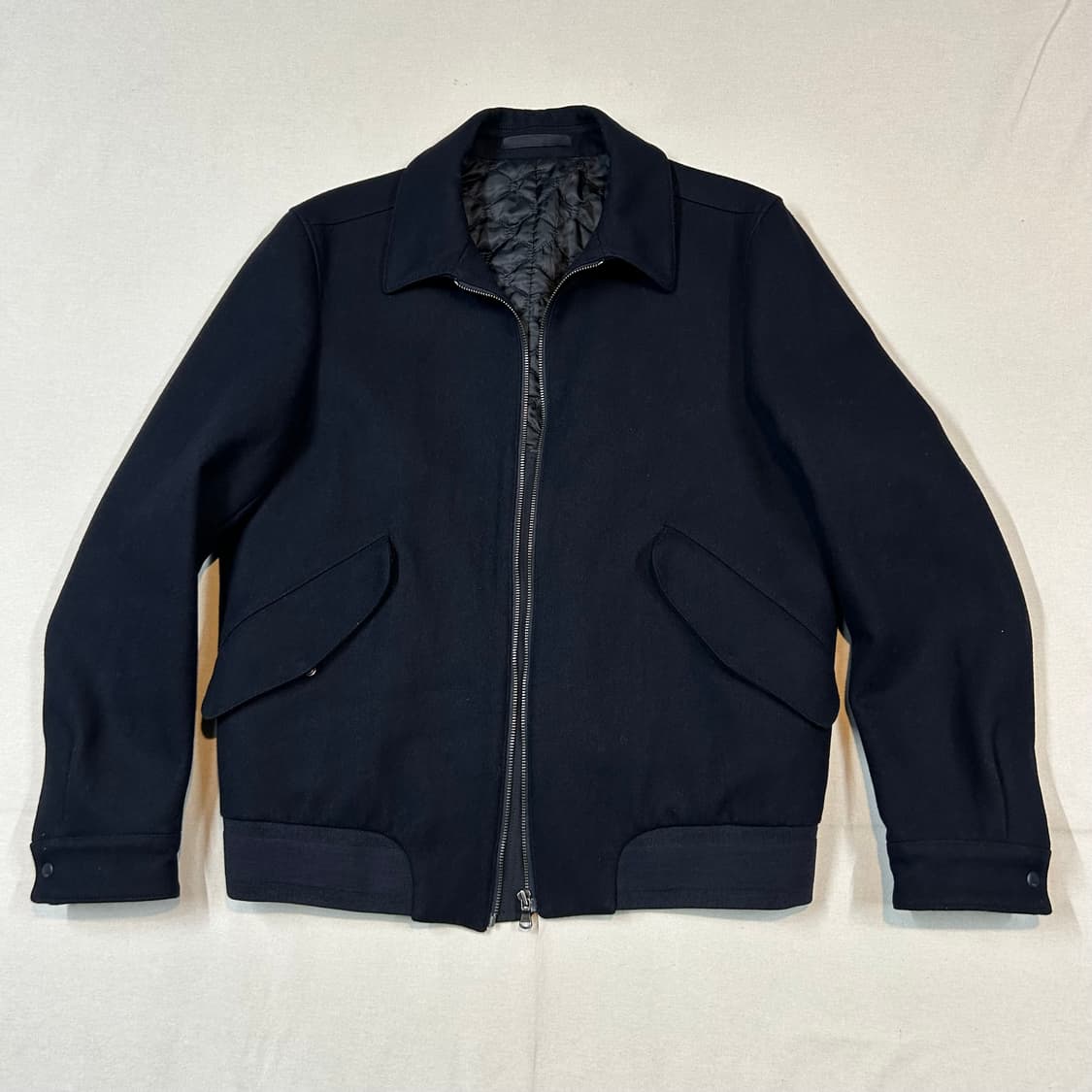XL) 코모도 스퀘어 네이비 울 블루종 봄버 자켓 상품이미지1