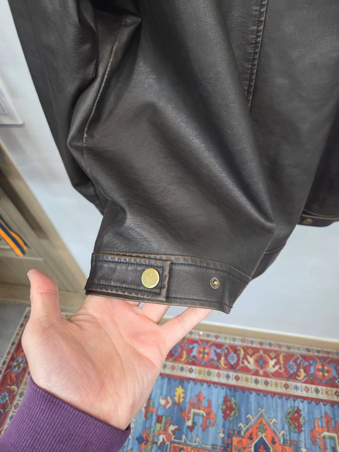 러기드하우스 빈티지워싱 투웨이 레더 자켓 xxl 상품이미지3