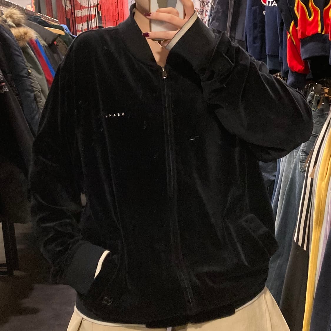 [IM] 션존 블랙 벨벳 블루종 집업 자켓  상품이미지4