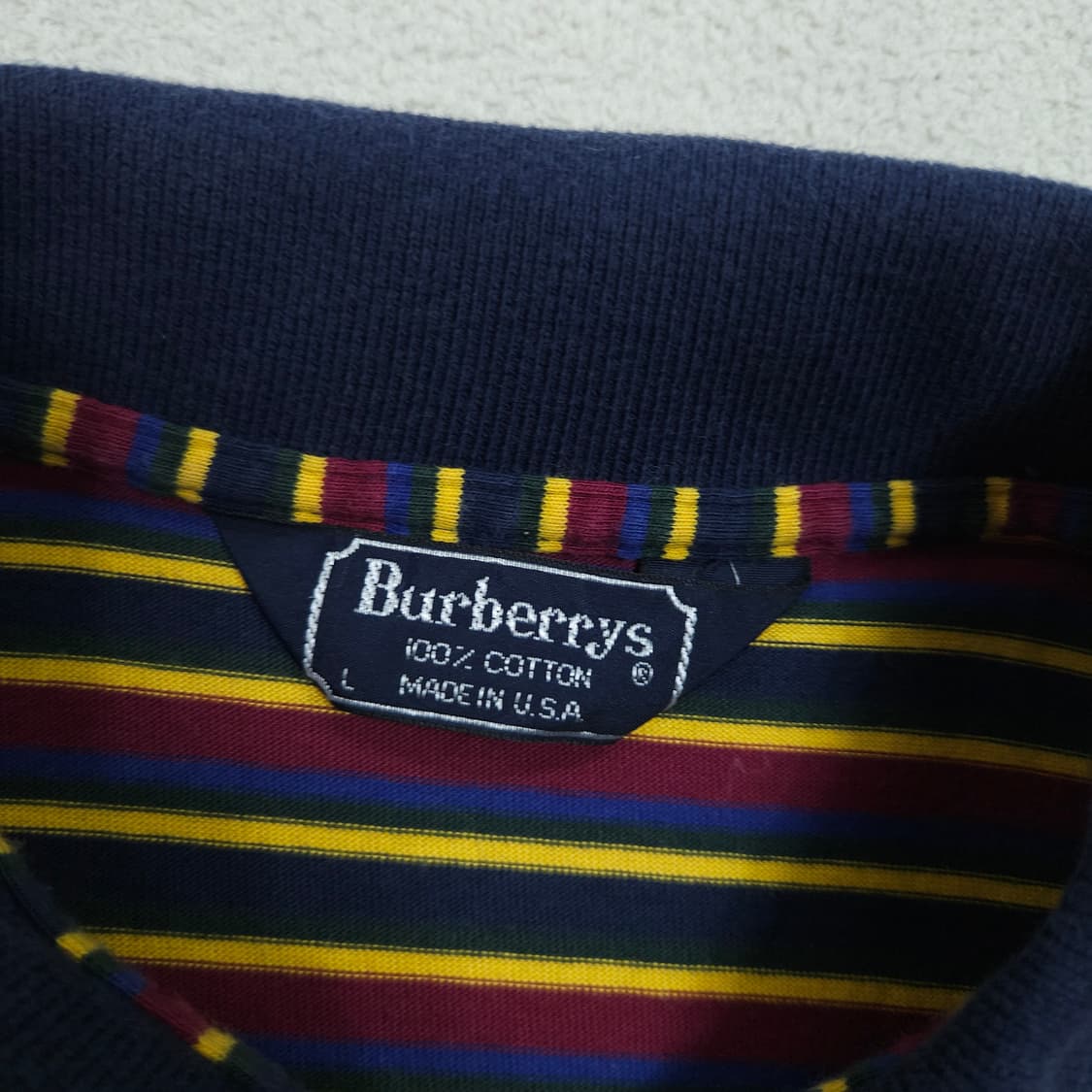 90s 버버리 스트라이프 카라티 상품이미지3