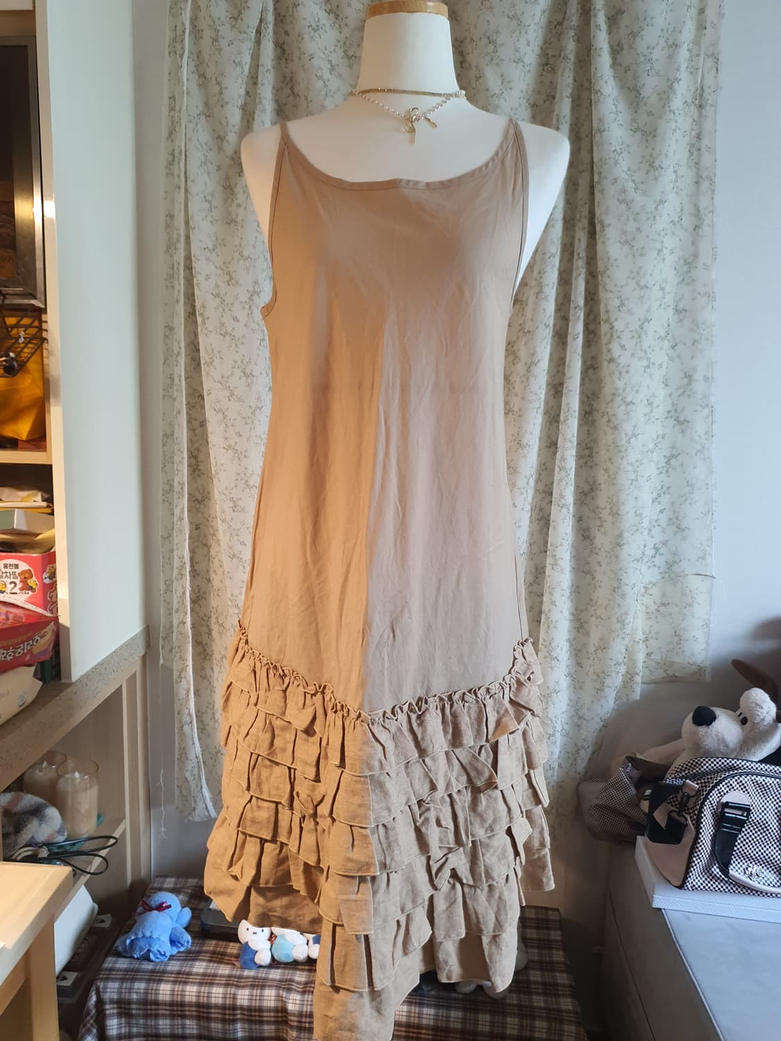 [일본빈티지] 프릴 캉캉 끈나시 롱 원피스 모리걸 상품이미지1