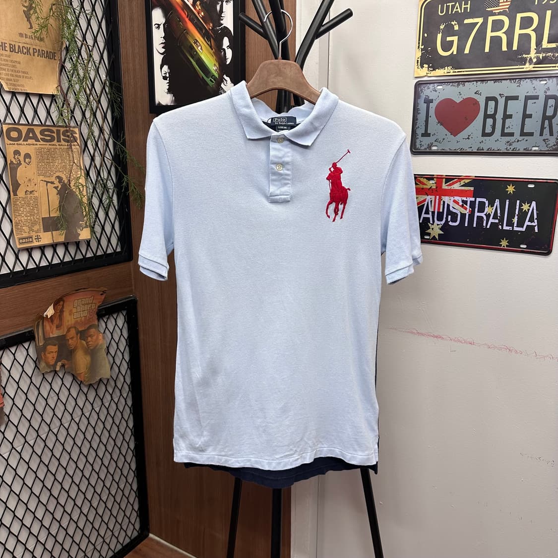 Polo, Big Pony Blue Color Block Polo Shi 상품이미지1