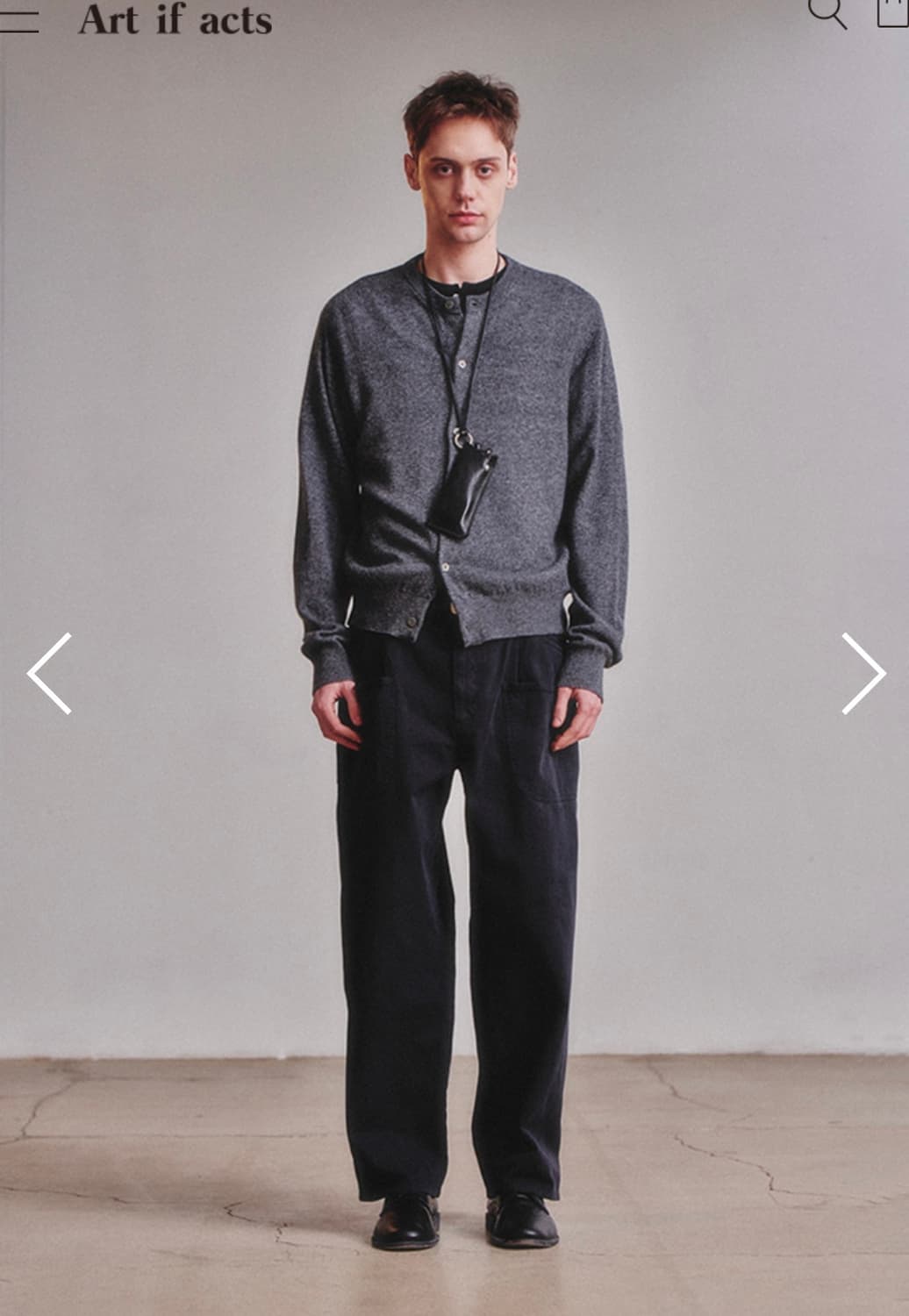26ss 아트이프액츠 캐시미어 홀가먼트 가디건 차콜 상품이미지1