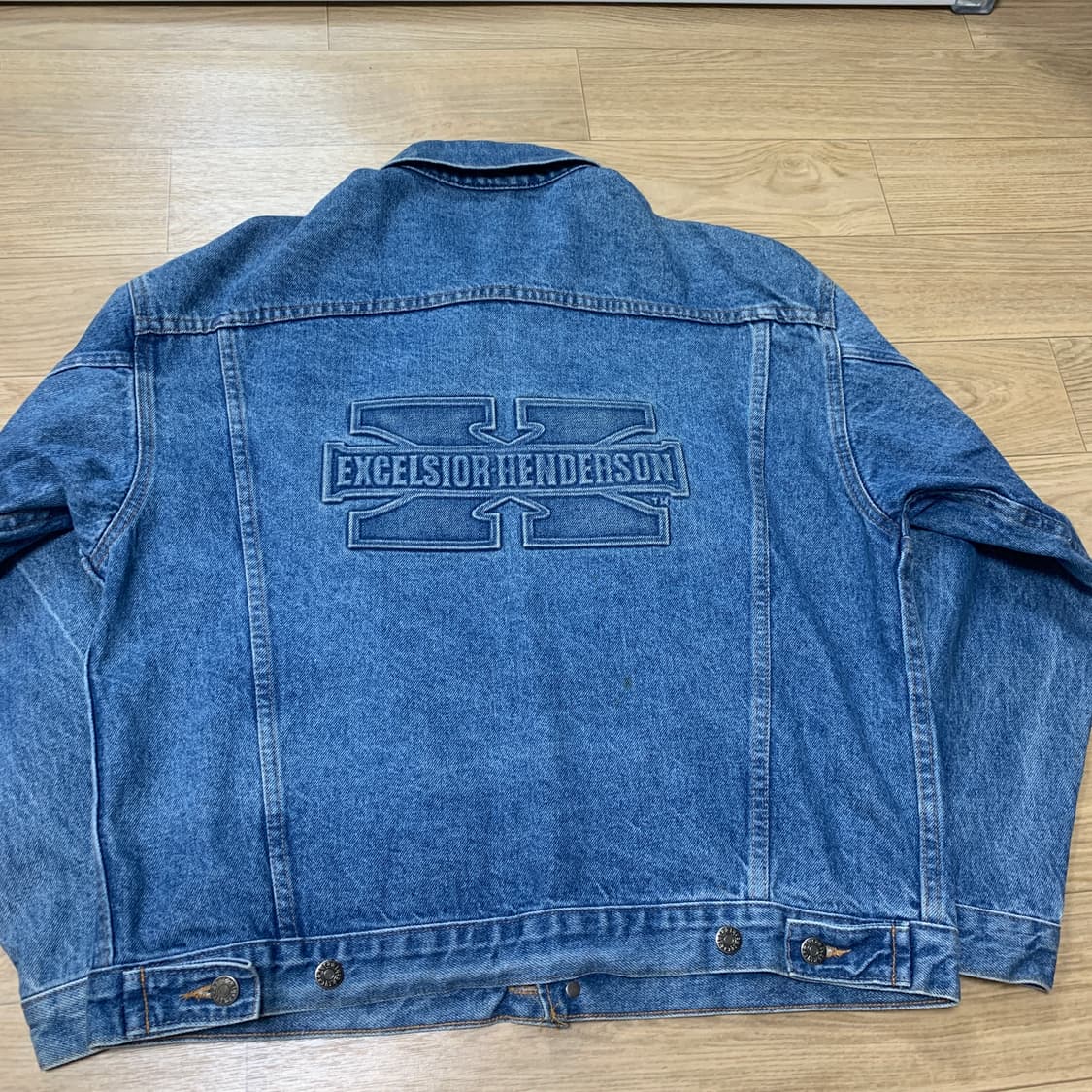 us-M)90s Excelsior-Henderson 엠보싱 데님 자켓 상품이미지1