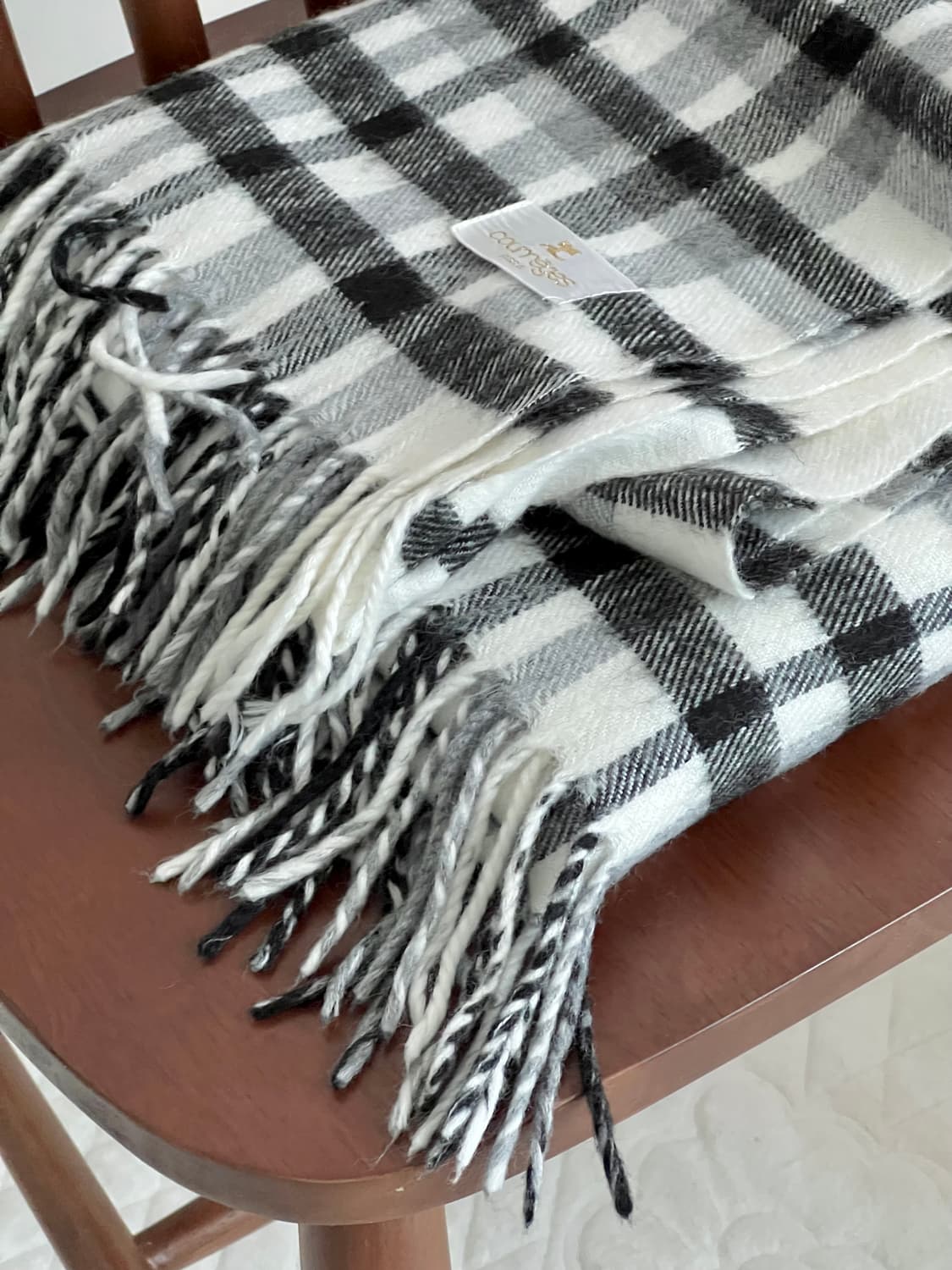 큐레쥬 울 담요 블랭킷 스톨 / 블랙 화이트 체크 꾸레쥬 상품이미지6