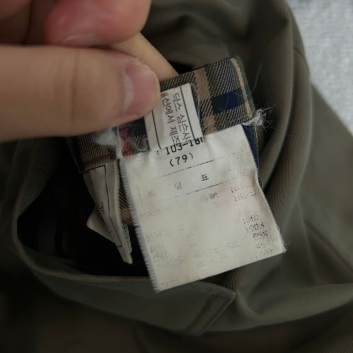 닥스 트렌치 코트 카키 체크 안감 m 상품이미지3