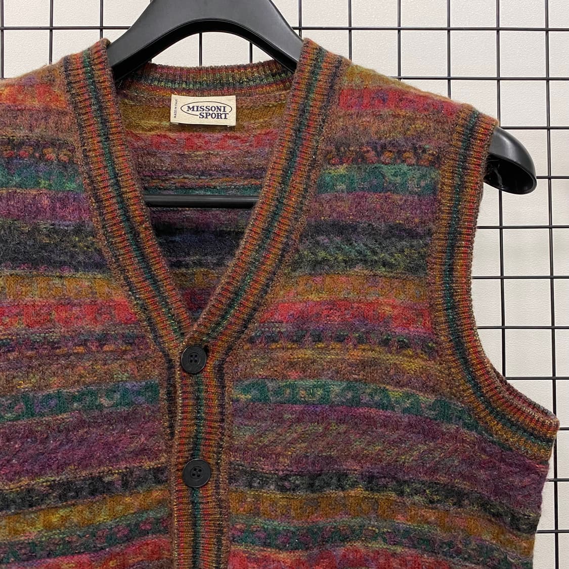 미쏘니 스포츠 울 패턴 조끼 가디건 상품이미지3