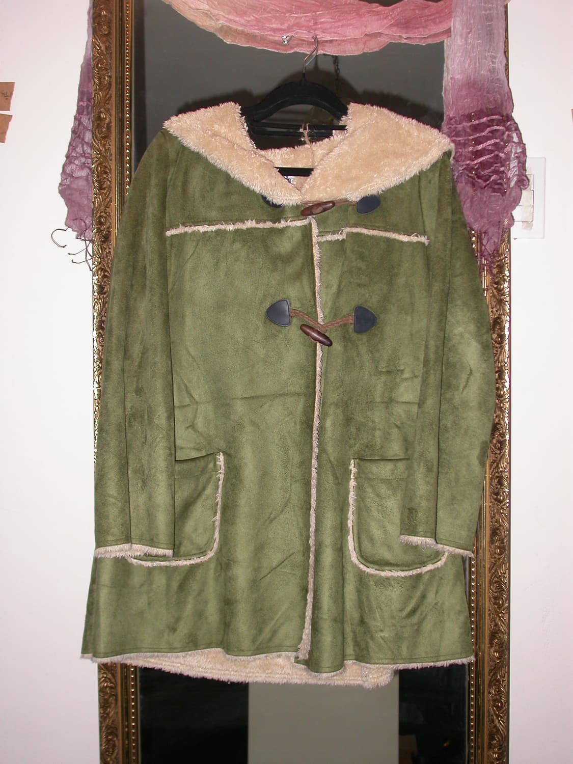 Vintage khaki suede fur duffel coat 상품이미지1