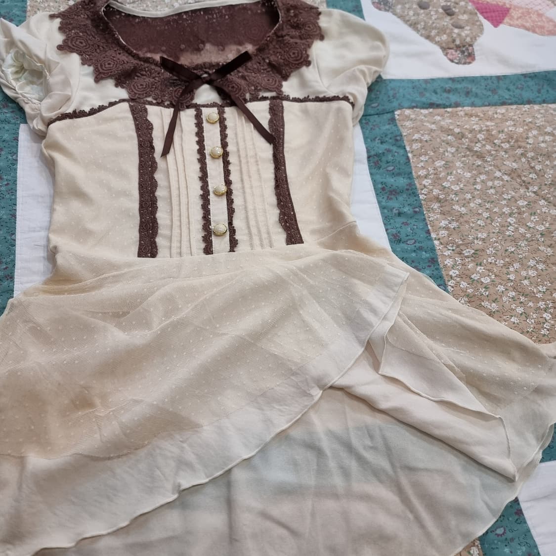 Liz Lisa(리즈리사) 초코 레이스카라 플레어 원피스 상품이미지4