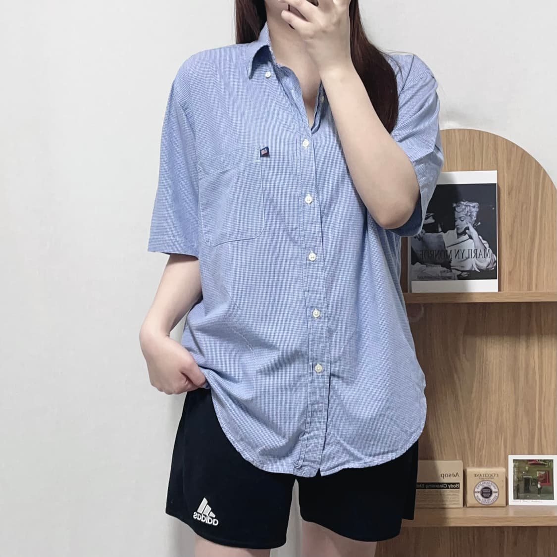 [정품] 폴로 진스 블루 체크 성조기포켓 반팔셔츠 [ S ] 상품이미지2