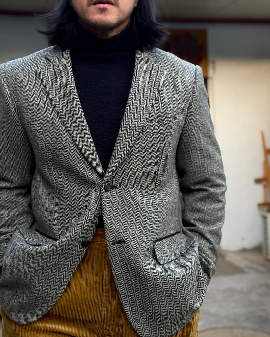 지오투 헤링본 트위드 울 자켓 105 상품이미지9