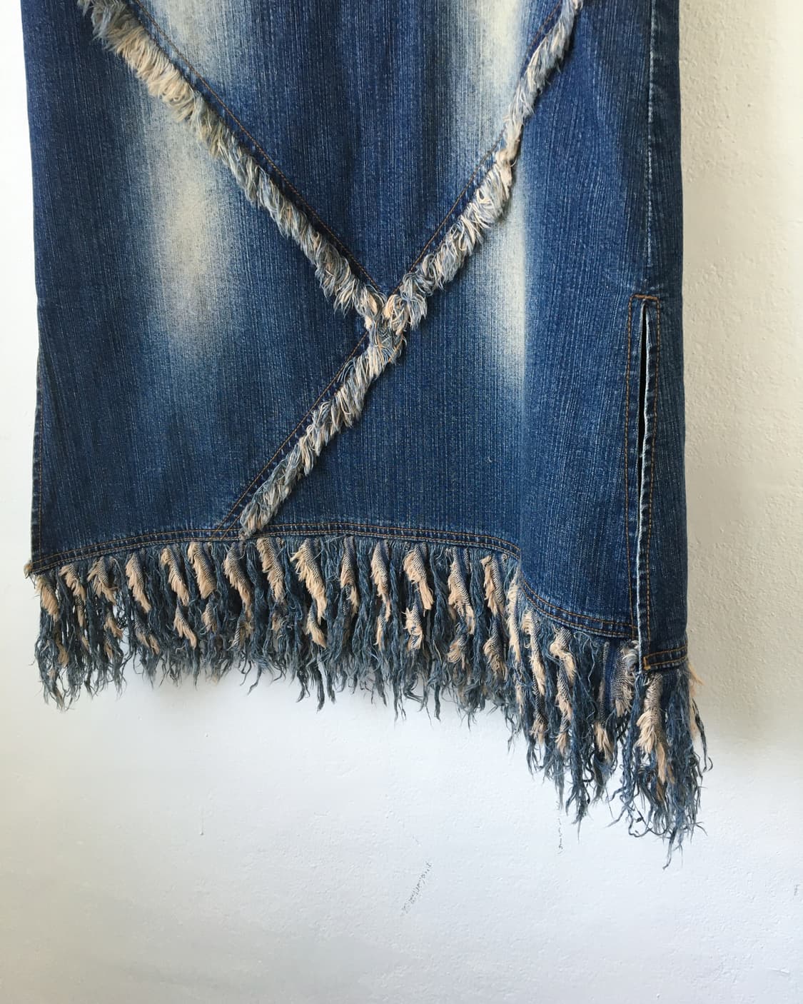 Lace up fringe denim skirt 상품이미지3