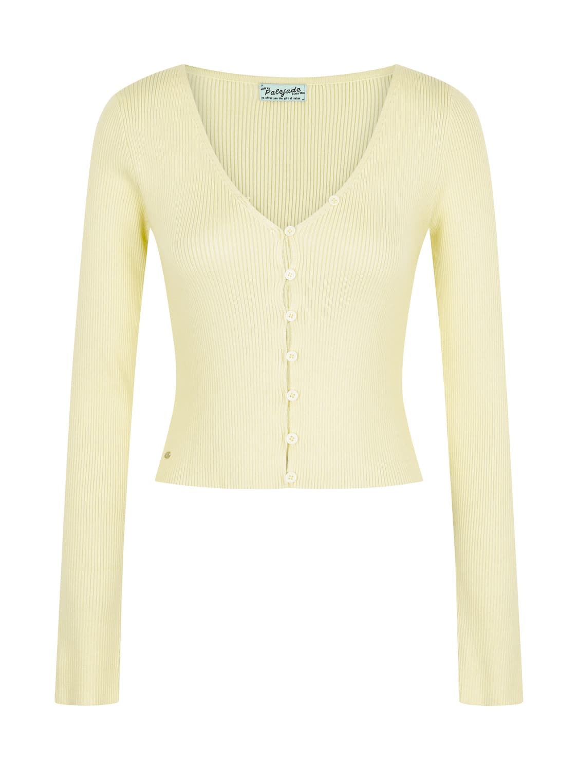 페일제이드 Button Hook V-Ribbed Cardi 레몬 옐로우  상품이미지1