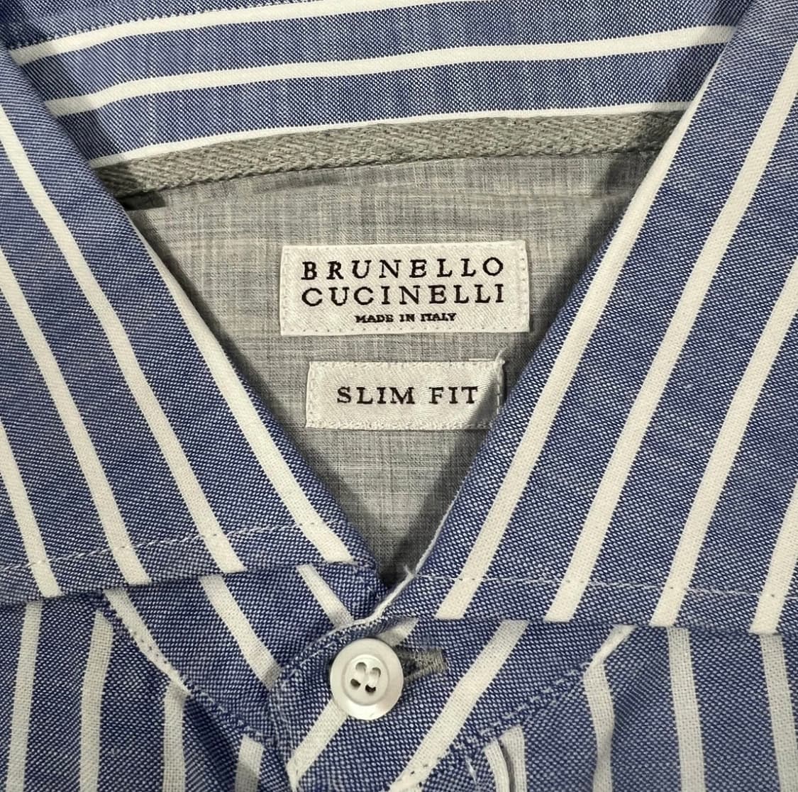 브루넬로 쿠치넬리 새상품 스트라이프 슬림핏 셔츠 상품이미지5