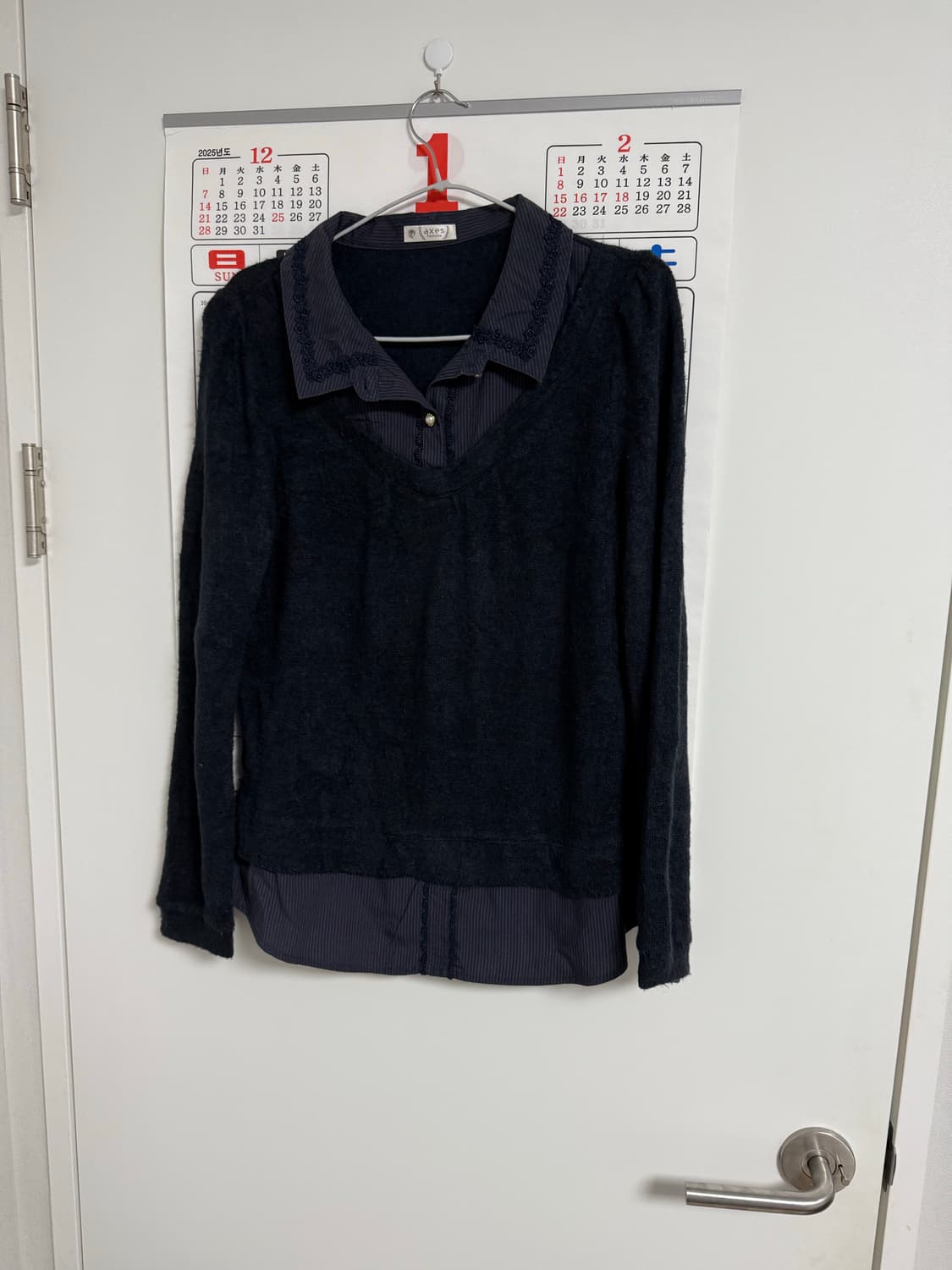 엑시즈팜 셔츠레이어드 니트 상품이미지1