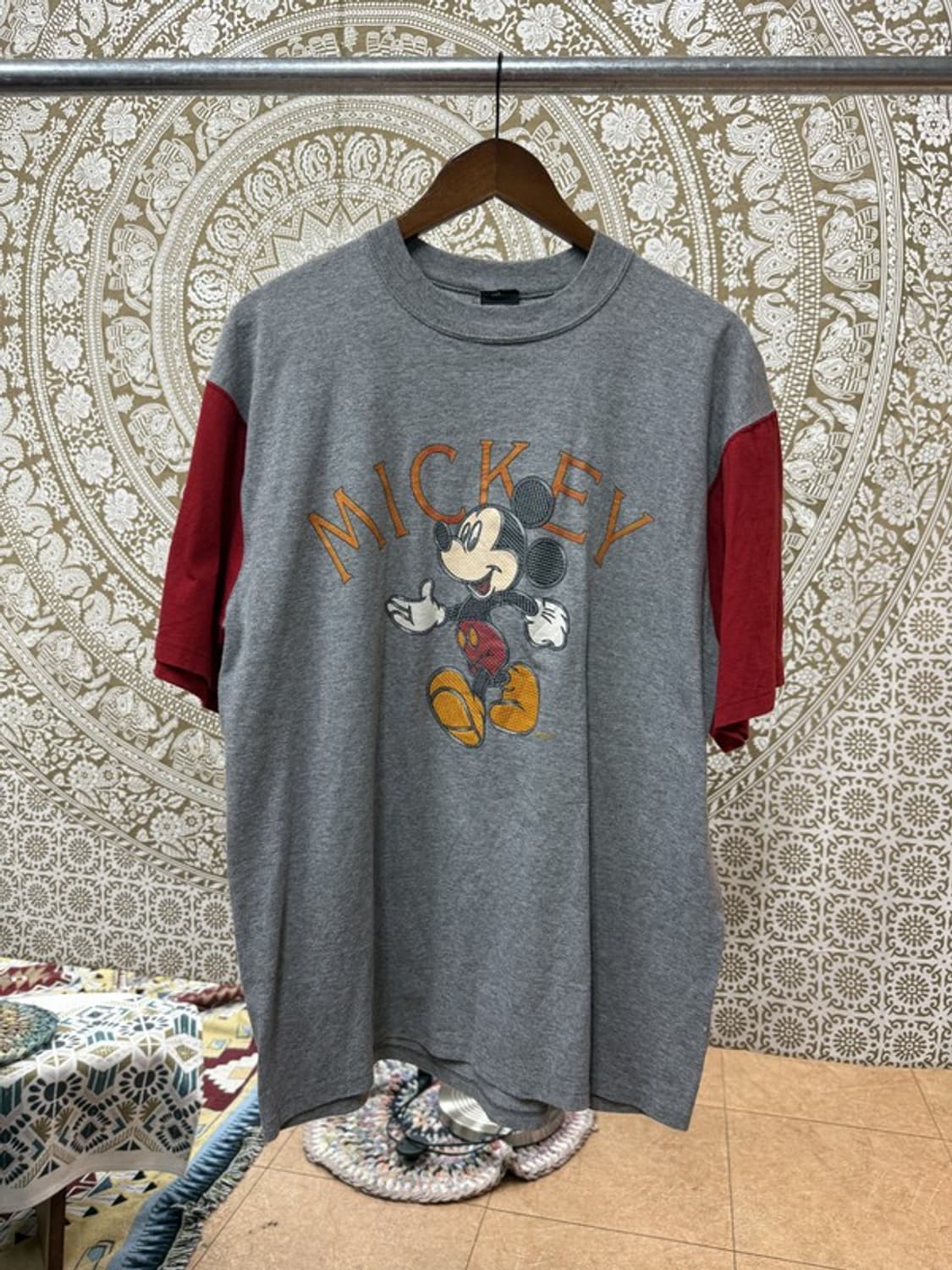 디즈니 미키마우스 USA 프린팅 배색 반팔 티 상품이미지3