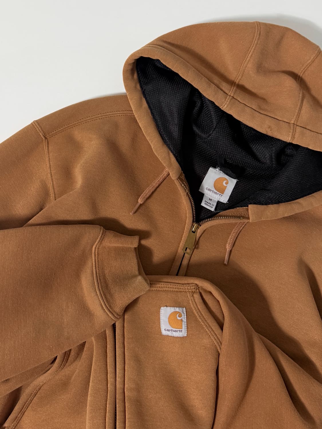 칼하트 오버핏 오리지널 카멜 브라운 써멀 스웻 후드집업 상품이미지2