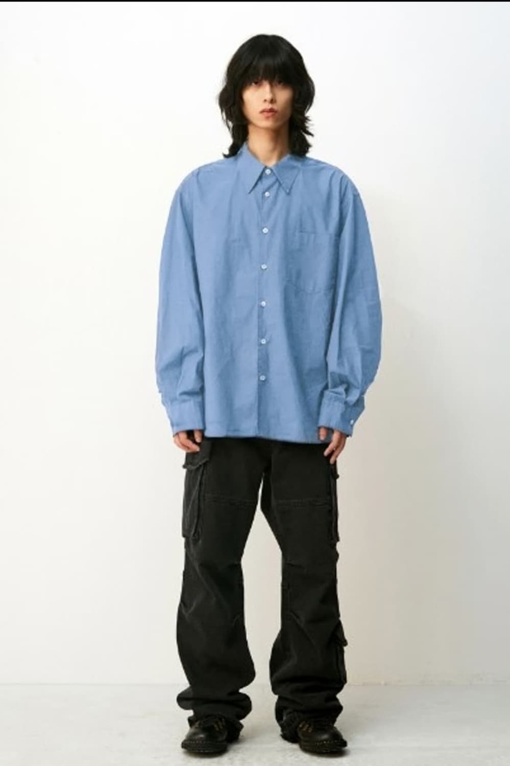 COOR 에센셜 워시트 코튼셔츠 스카이블루 상품이미지1