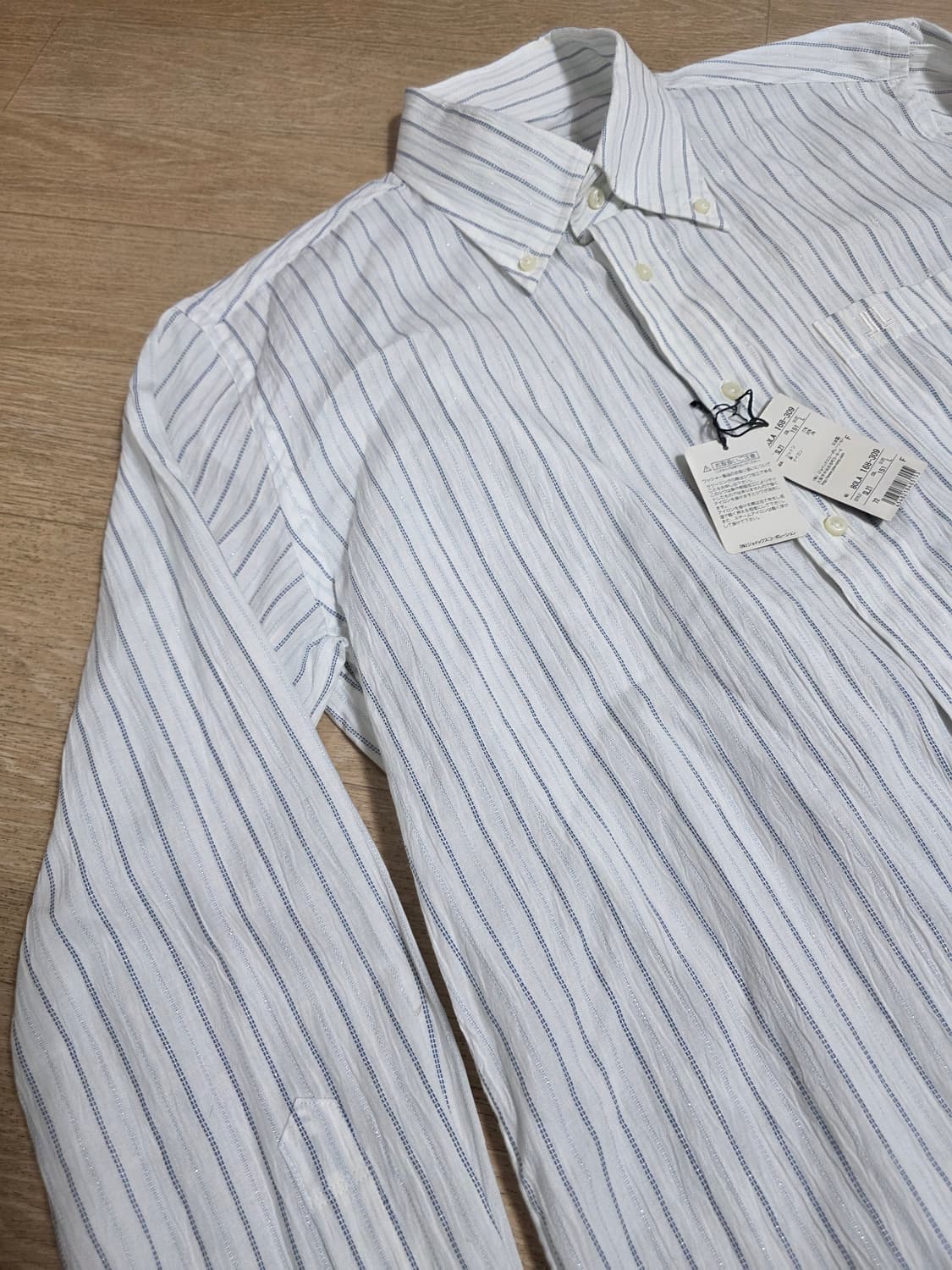 [새제품] 랑방 스트라이프 버튼다운 셔츠 L 상품이미지5