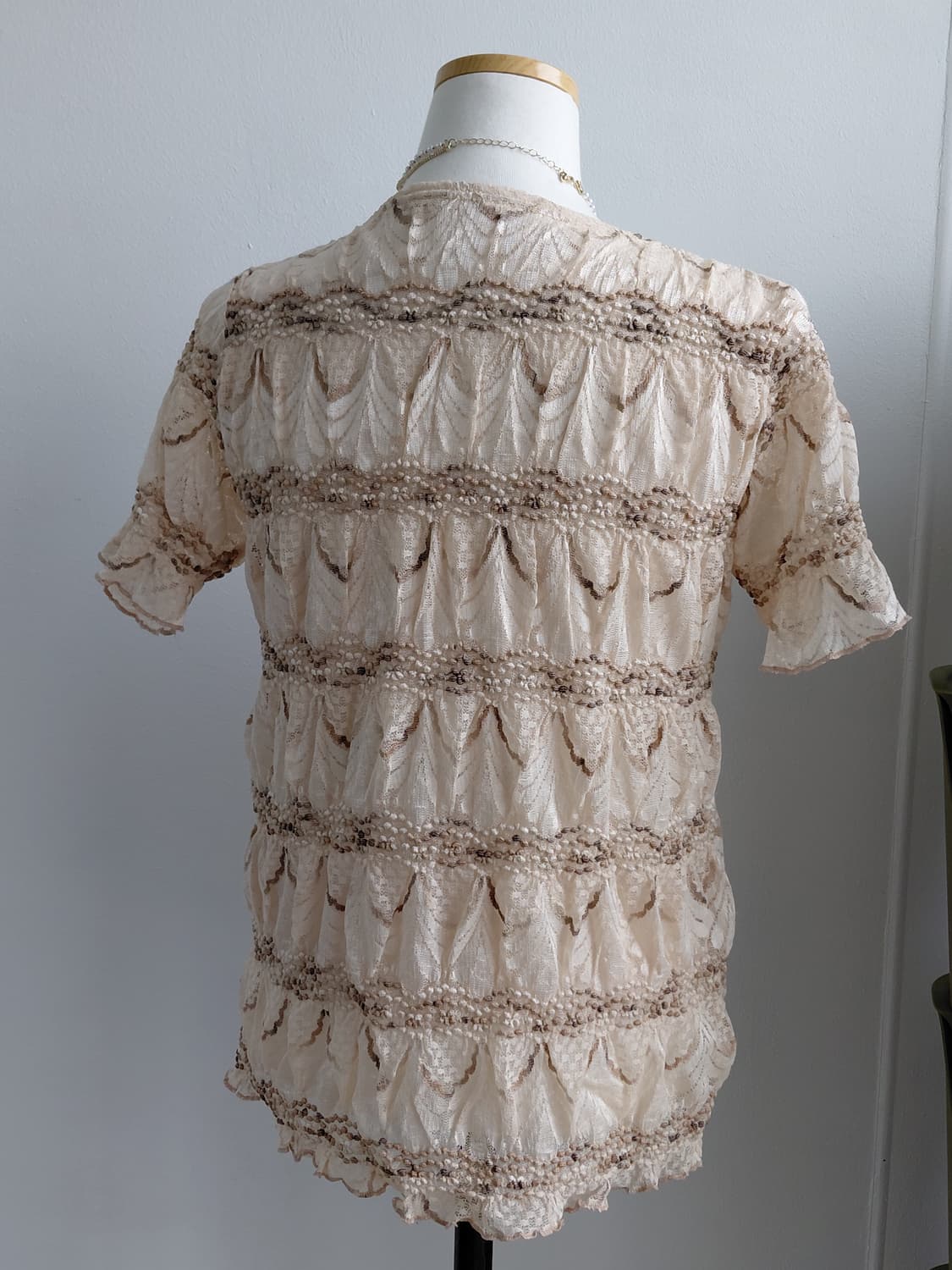 [빈티지] 레이스 숏 슬리브 블라우스 아이보리 상품이미지2