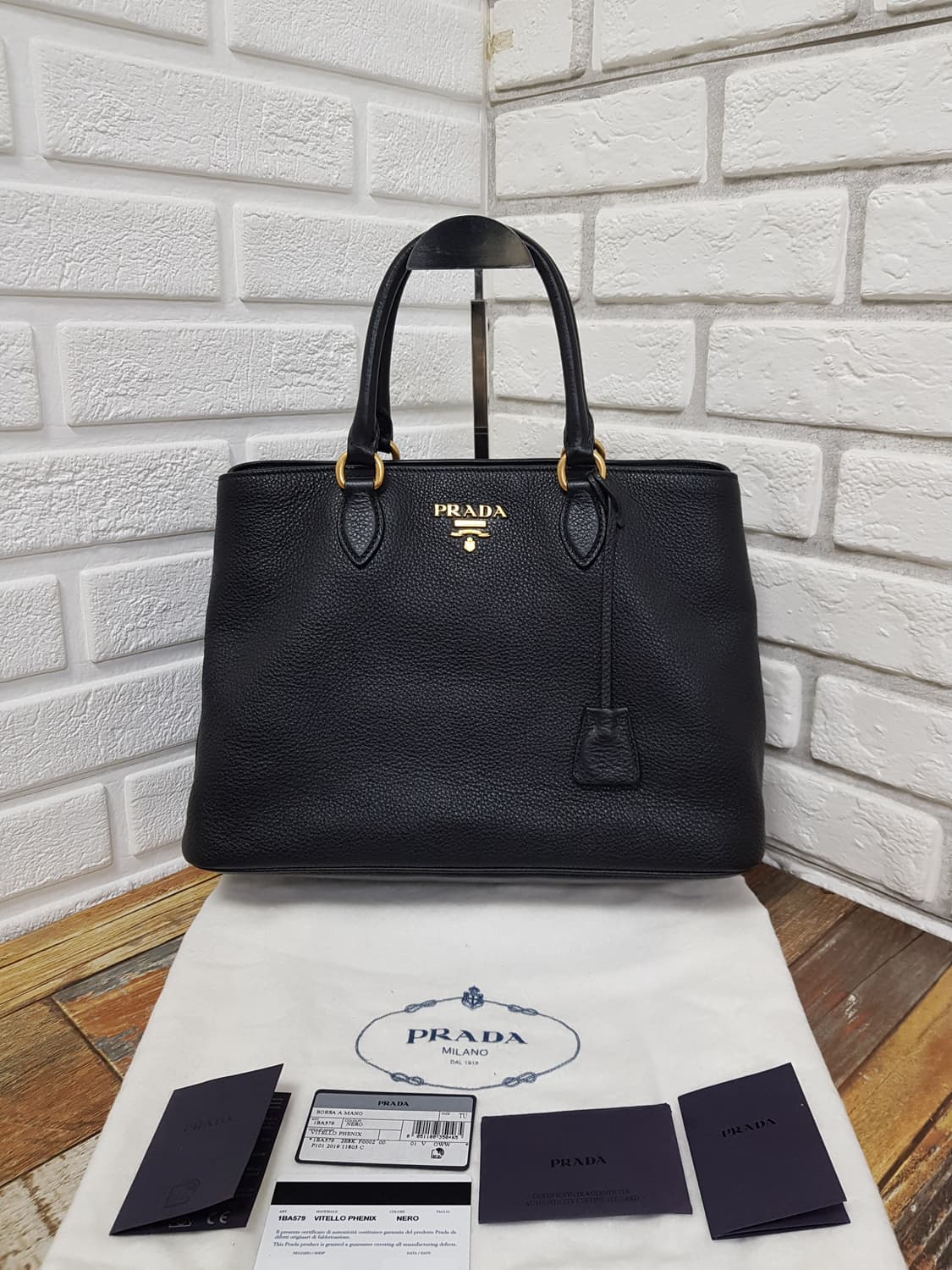 [정품] 프라다 비텔로 피닉스 금장 블랙 토트백 상품이미지2
