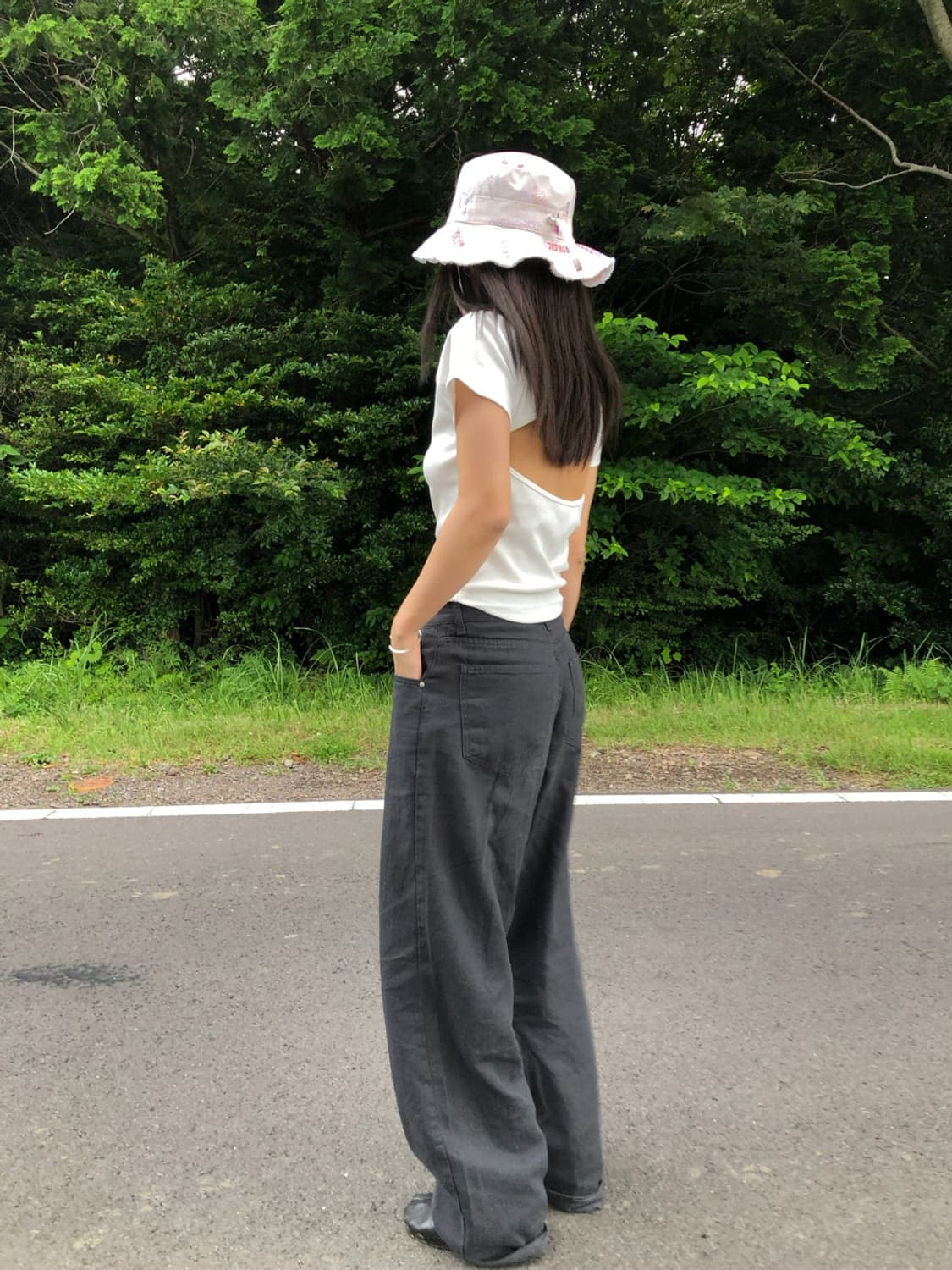 베이직 린넨 팬츠(차콜, M) 상품이미지1