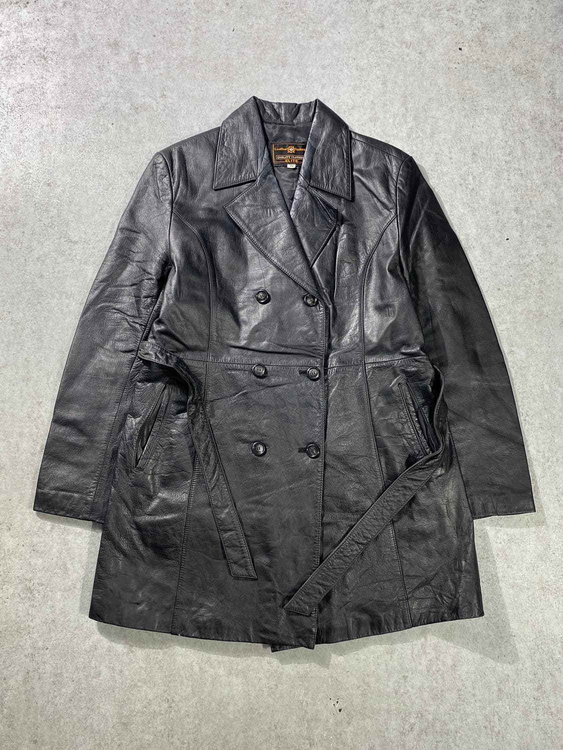 [77] 90s Vintage 빈티지 양가죽 벨티드 더블 레더 자켓 상품이미지1