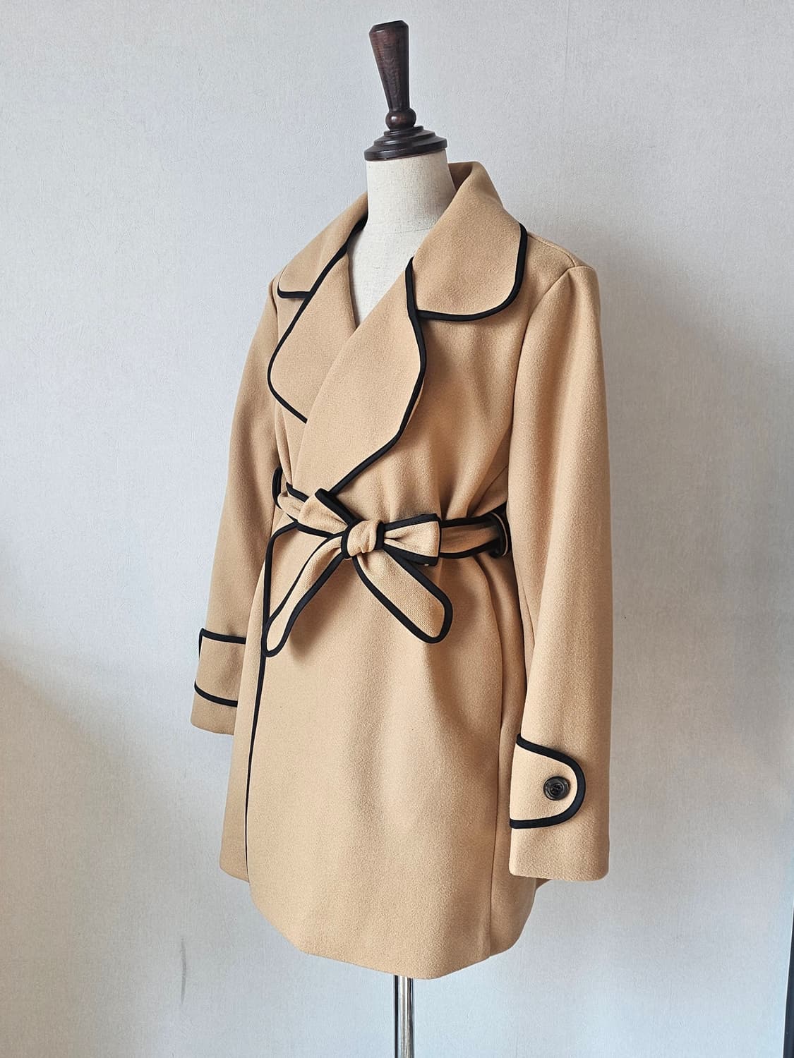 (거의새상품)여자랩코트 카멜 배색 하프코트 66~77 추천 상품이미지6