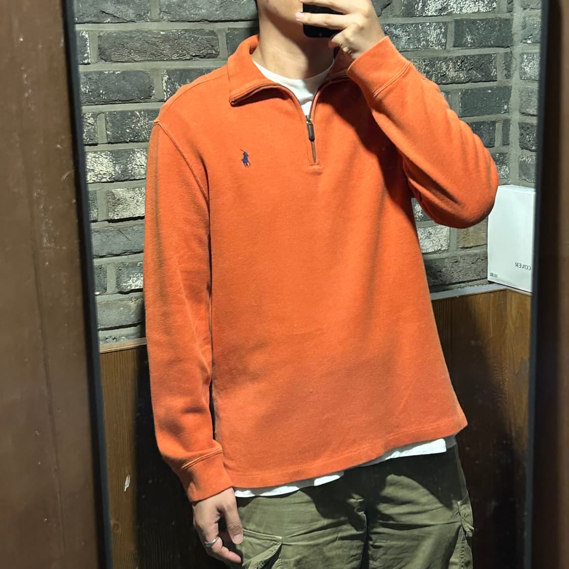 M) 폴로 랄프로렌 주황색 반집업 풀오버 코튼 니트 상품이미지7